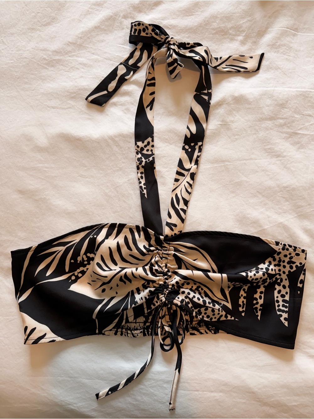 Black and Cream Animal Print Halter Top